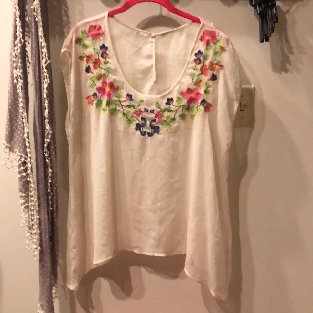 Sheer embroidered blouse size 1x